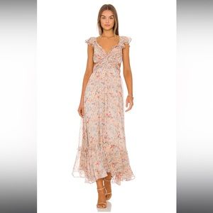 ASTR The Label Primrose Dress in Peach Multi Floral